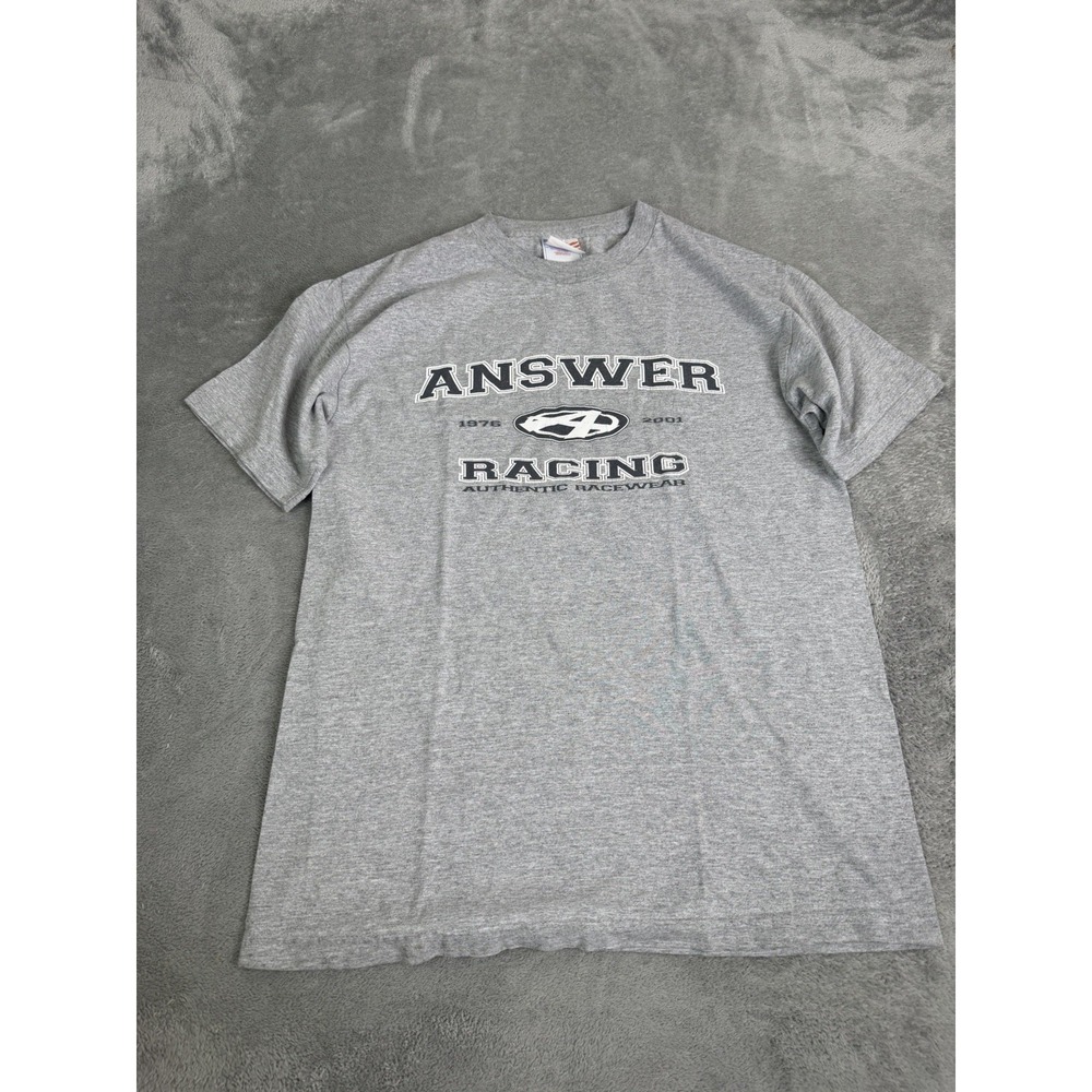 Vintage Y2K Answer Racing Motocross T Shirt Men's Size Medium Gray
